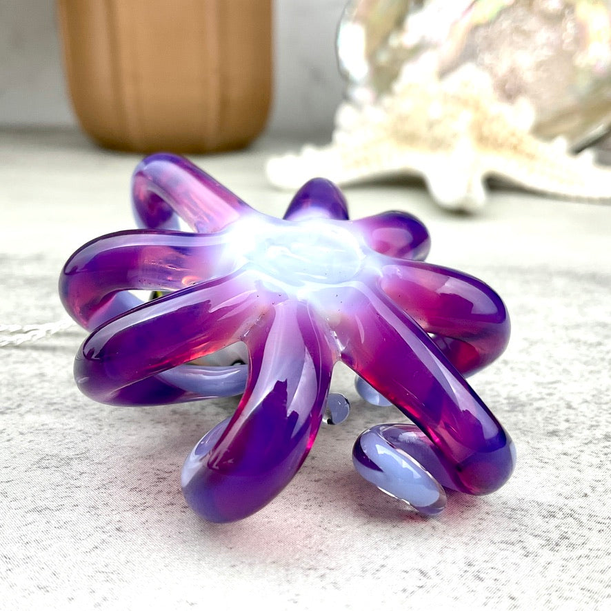 Purple Pansy Inspired Octopus Pendant Necklace