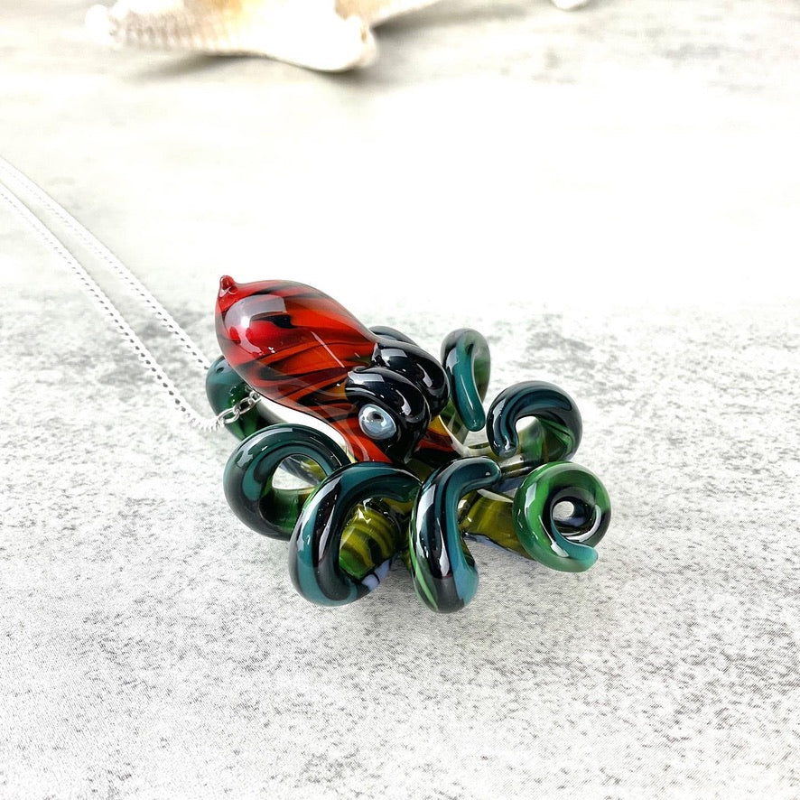 Sparkle Rainbow Octopus Pendant Necklace