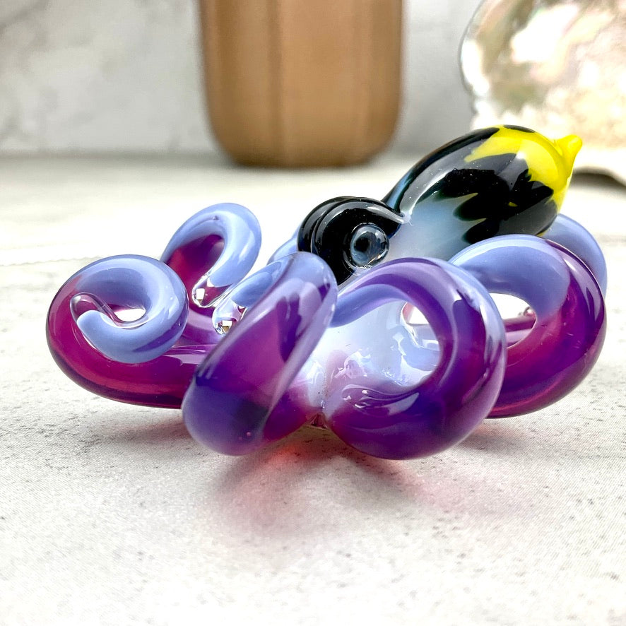 Purple Pansy Inspired Octopus Pendant Necklace