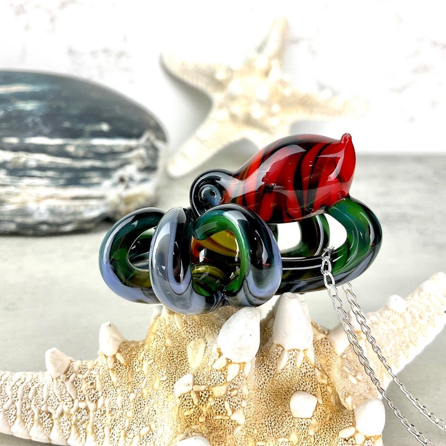 Sparkle Rainbow Octopus Pendant Necklace