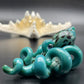 Silver Teal Octopus Pendant with Green Exotic Accents