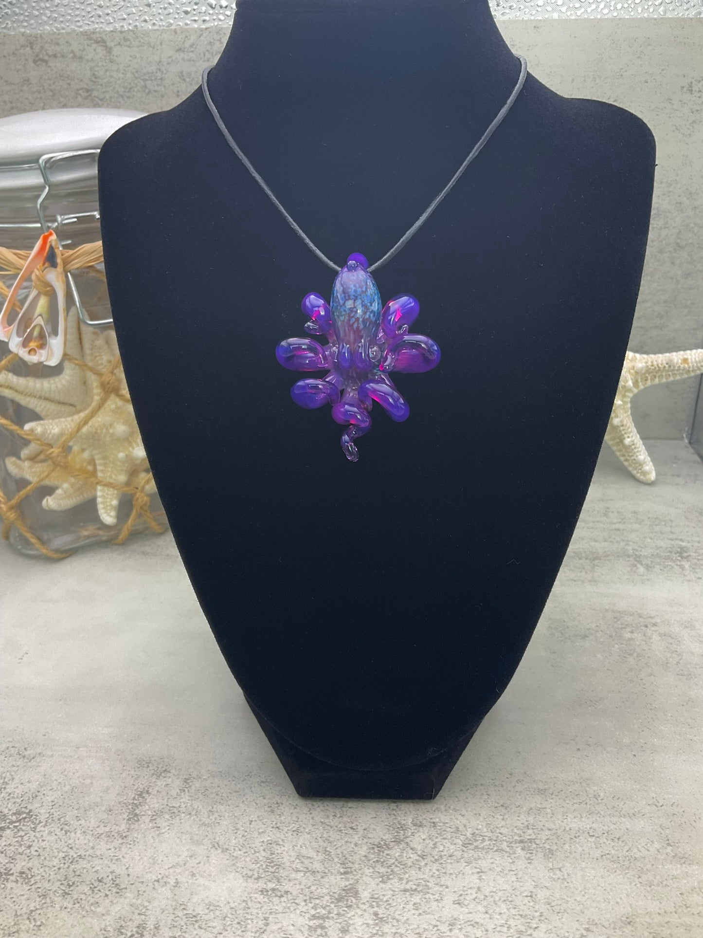 Royal Jelly Purple Octopus Pendant with Amber Purple Accents