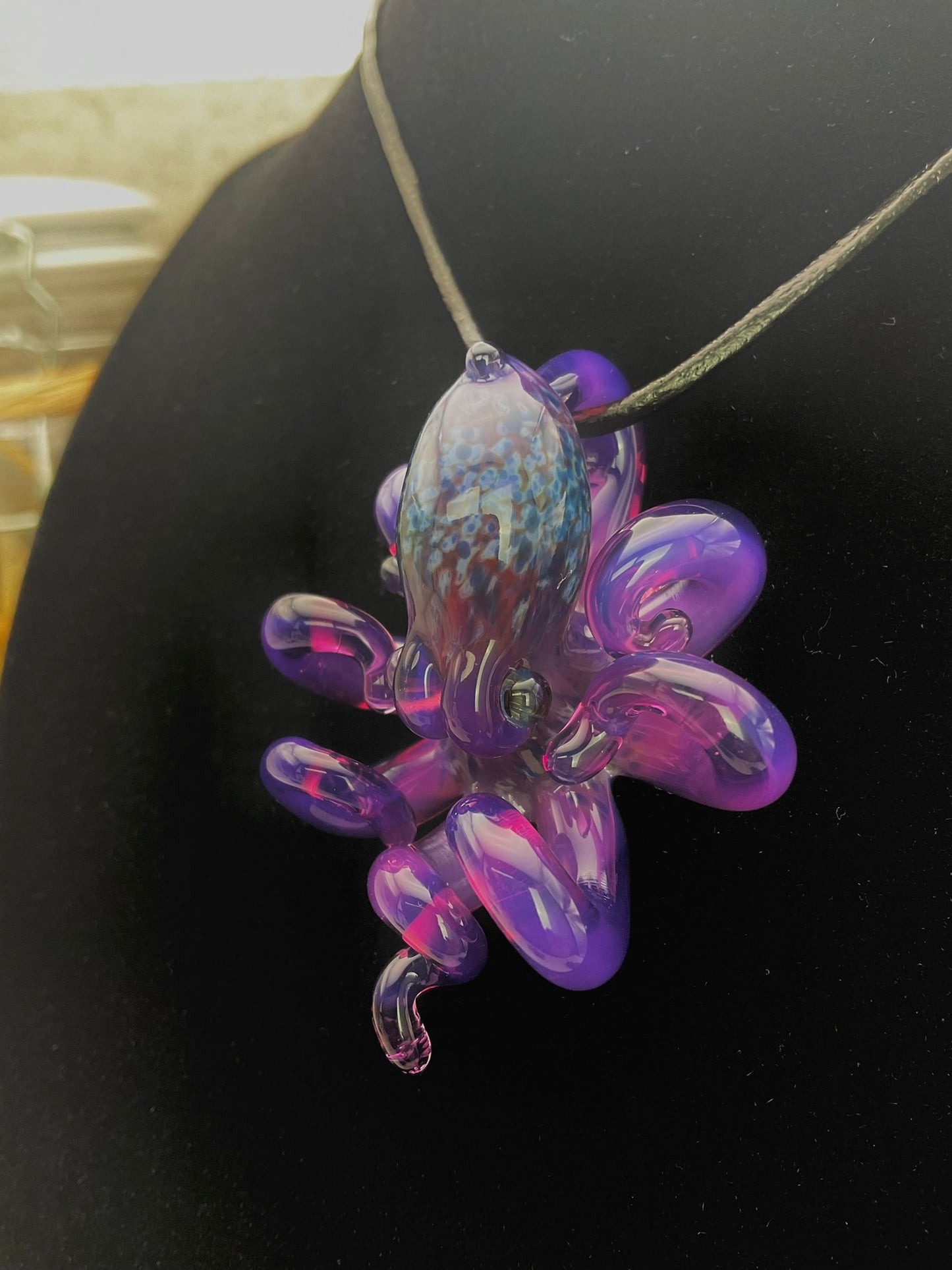 Royal Jelly Purple Octopus Pendant with Amber Purple Accents