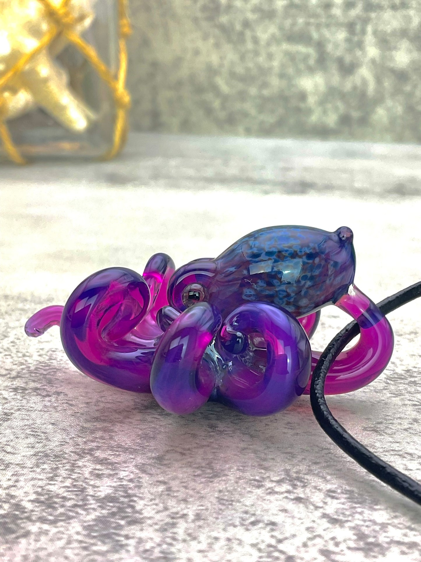 Royal Jelly Purple Octopus Pendant with Amber Purple Accents