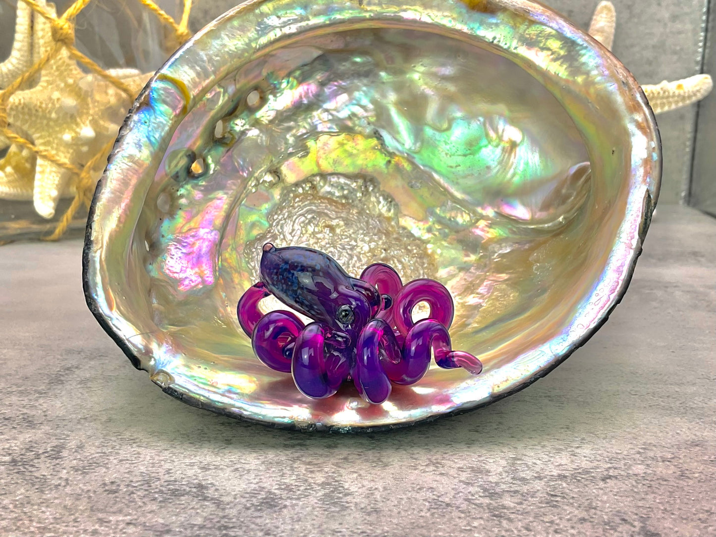 Royal Jelly Purple Octopus Pendant with Amber Purple Accents