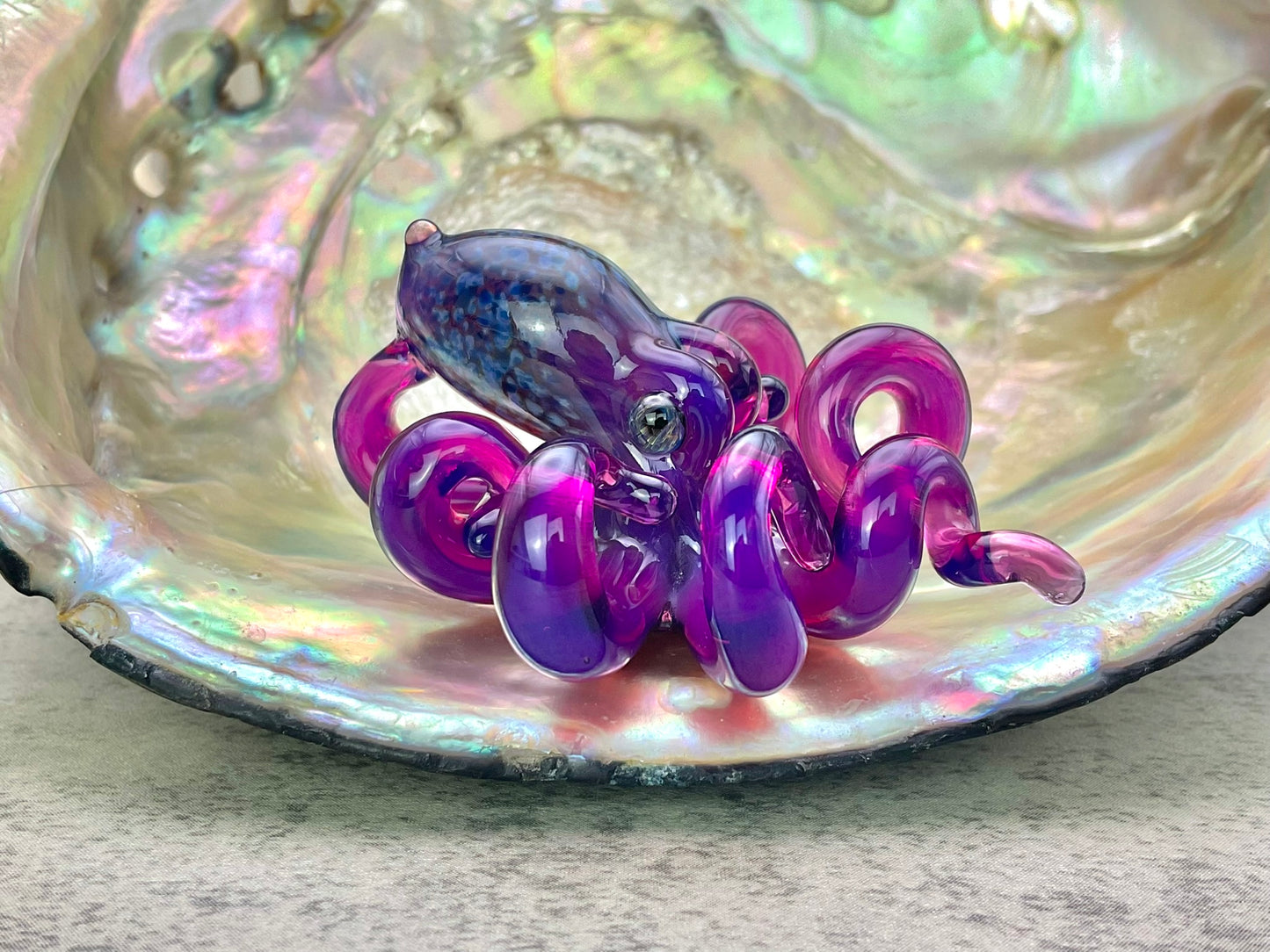 Royal Jelly Purple Octopus Pendant with Amber Purple Accents