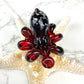 Blood Red Rising Phoenix Octopus Pendant with Black and White Accents