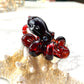Blood Red Rising Phoenix Octopus Pendant with Black and White Accents