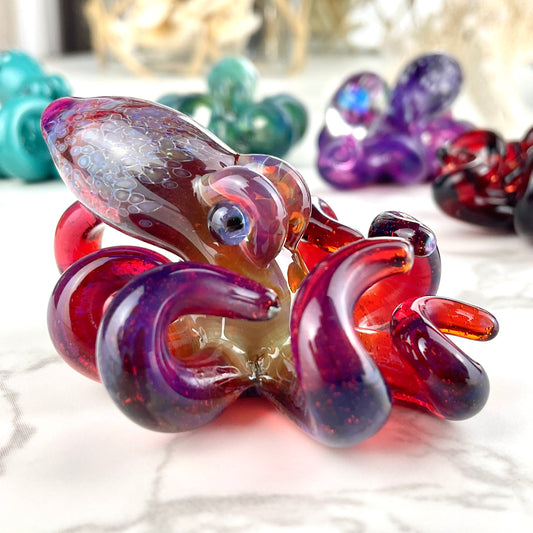 Orange/Purple Haze Octopus Pendant with Amber Purple Accents