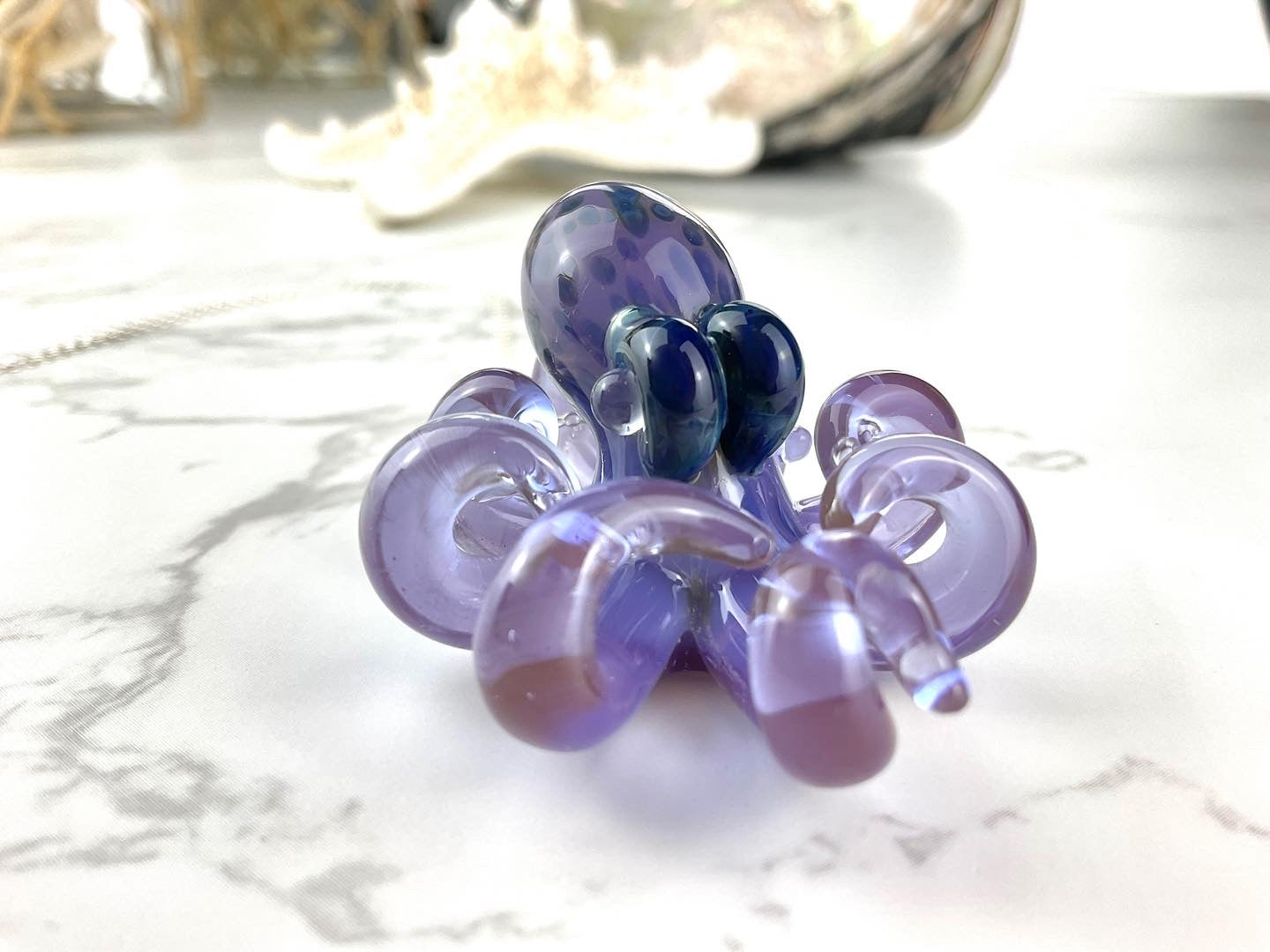 Opal Lavender Octopus Pendant with Blue Green Accents