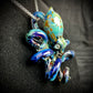 Dark Green Blue Multi Octopus Pendant with Green Exotic Accents