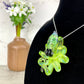 Lime Green Ectoplasm Octopus Pendant with Black and White Accents