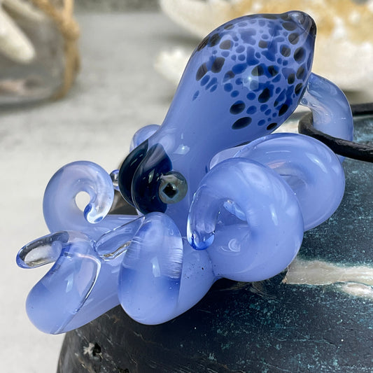 Light Blue Octopus Pendant with Black and Blue Accents