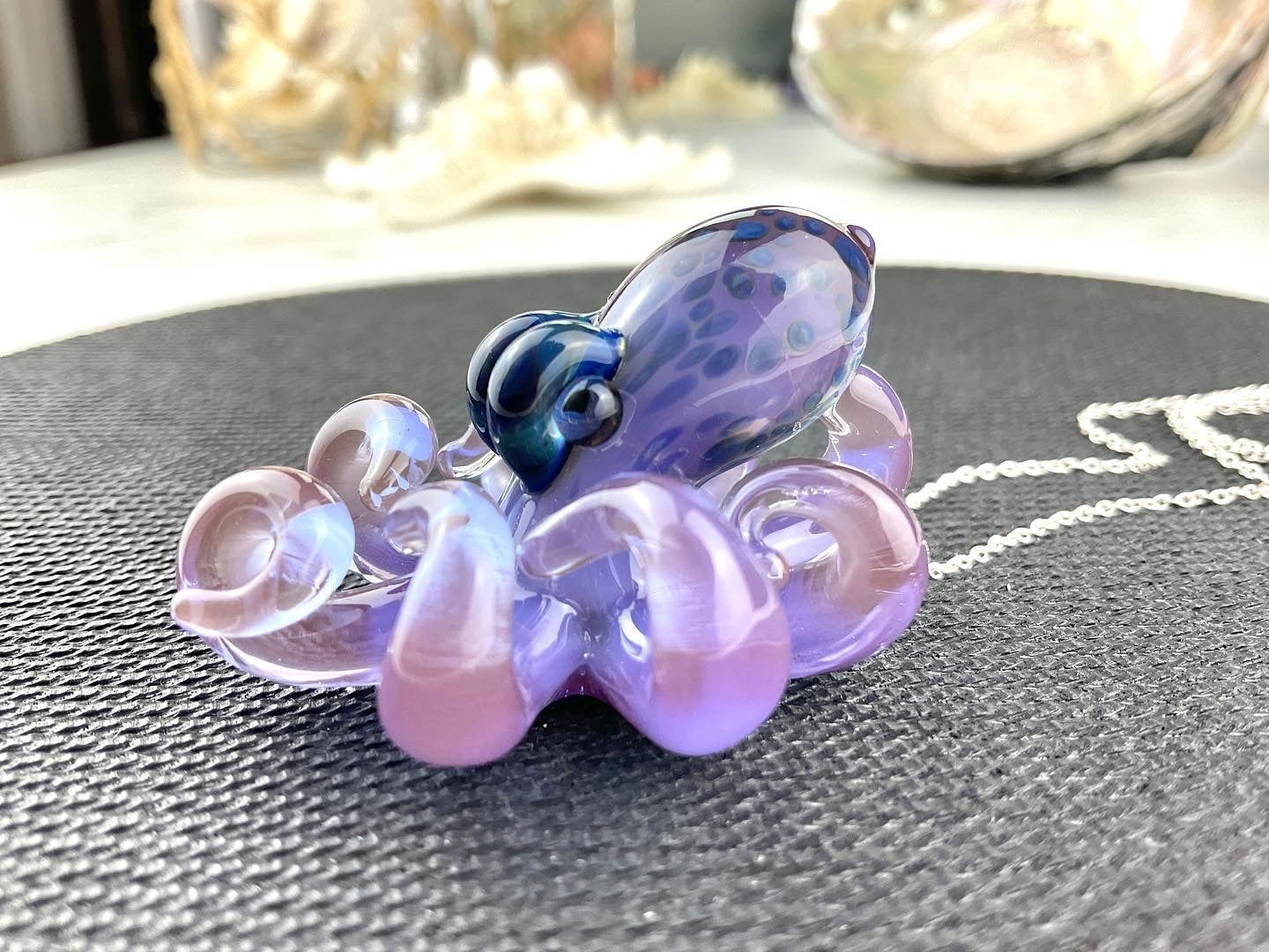 Opal Lavender Octopus Pendant with Blue Green Accents