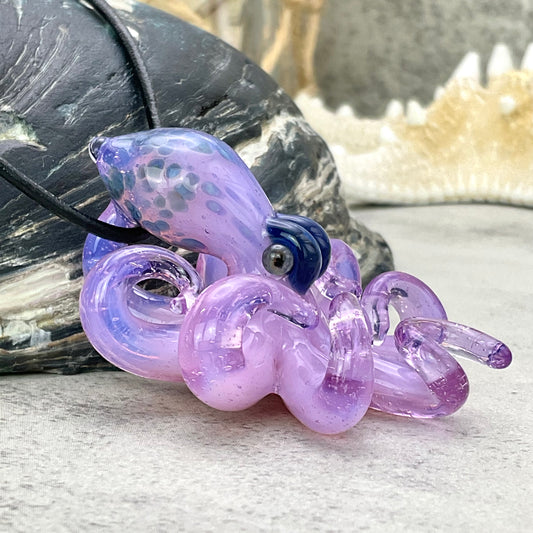 Pink Slime Octopus Pendant with Blue/Green Accents